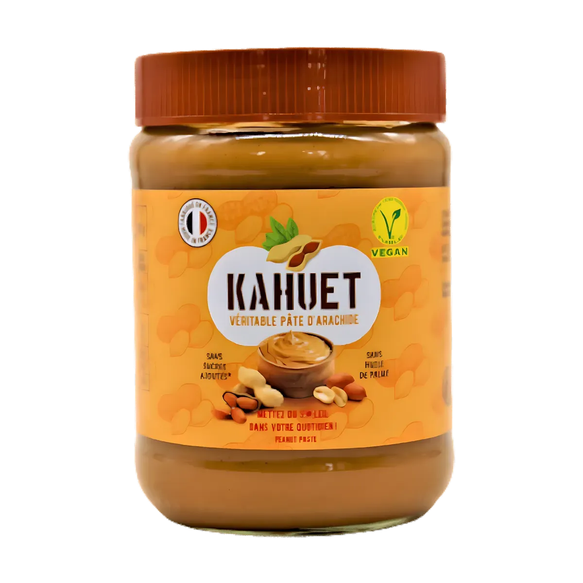 Pot de pâte d'arachide Vegan KAHUET - Naturel & Crémeux, sans sucre ni huile de palme, idéal pour une alimentation saine.